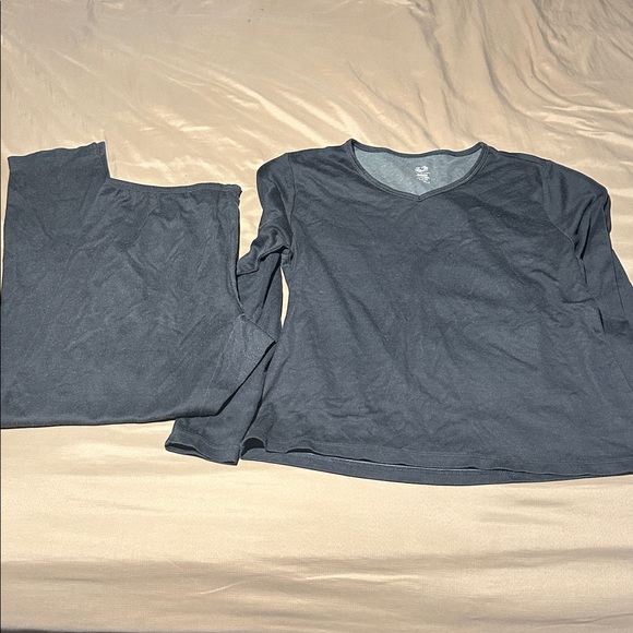 Fruit of the Loom Dark Gray Base Layer Long Sleeve Tee & Leggings - Picture 1 of 7